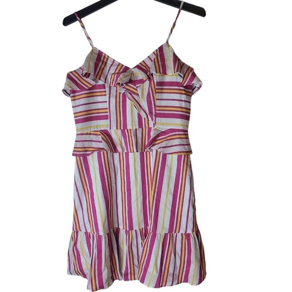 Parker Isadora Poolside Stripe Cold Shoulder Ruffle Mini Dress 4 NWT - Picture 6 of 7